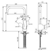 Μπαταρία κουζίνας IDEAL STANDARD CERAPLAN 3 υψηλή επικαθήμενη